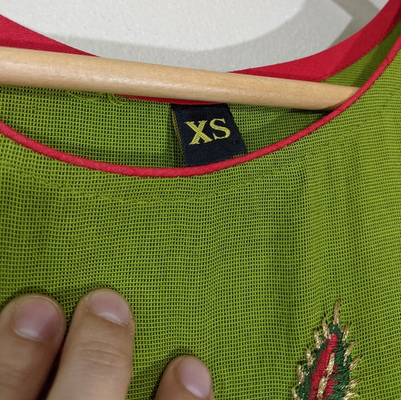 Vintage ethnic Indian embroidered decal bell sleeve maxi dress slit shoulders - Picture 13 of 16